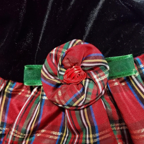Christmas Holiday Toddler Girl Velvet Plaid Dress 3T - Picture 2 of 6